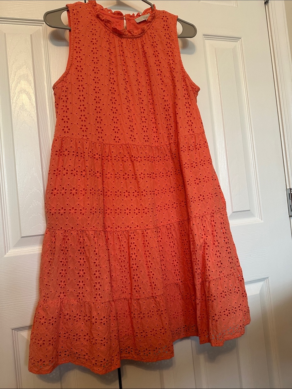 LOFT Coral Orange Eyelet Tank Top